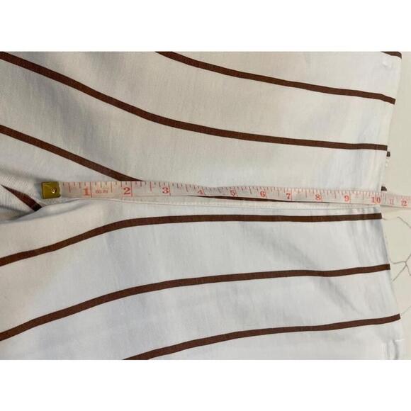 Melanie Lyne White and Brown Striped Wide Leg Summer Pull on Pants Trouser SZ 6 - Picture 9 of 12